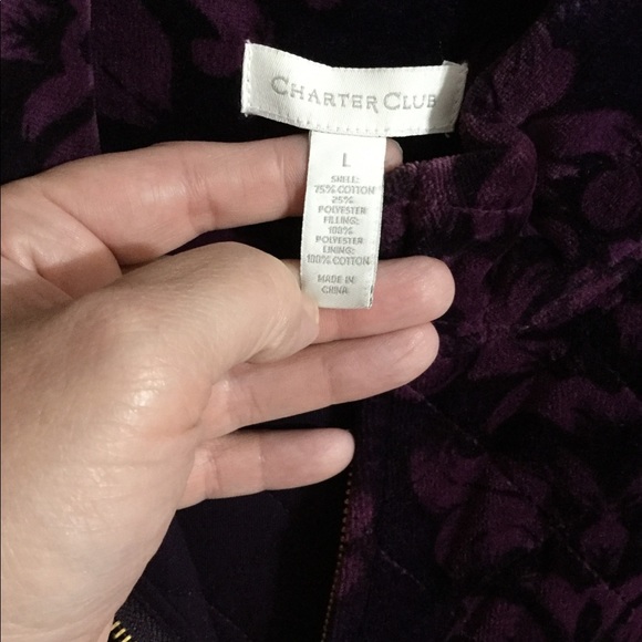 Purple damask, thick and warm vest - zip up front - Picture 4 of 4
